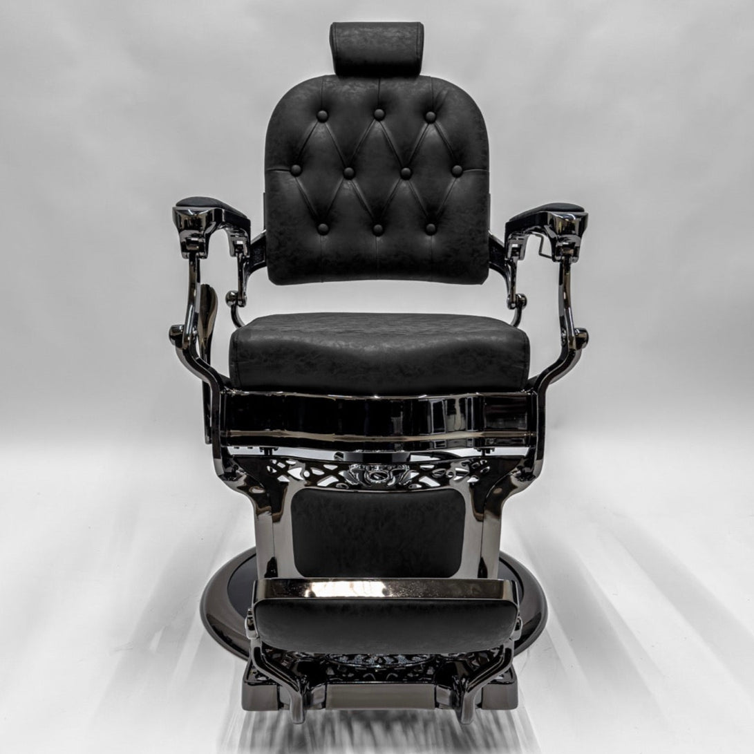 ATLAS 2.0 Black Chrome Vintage Style Barber Chair