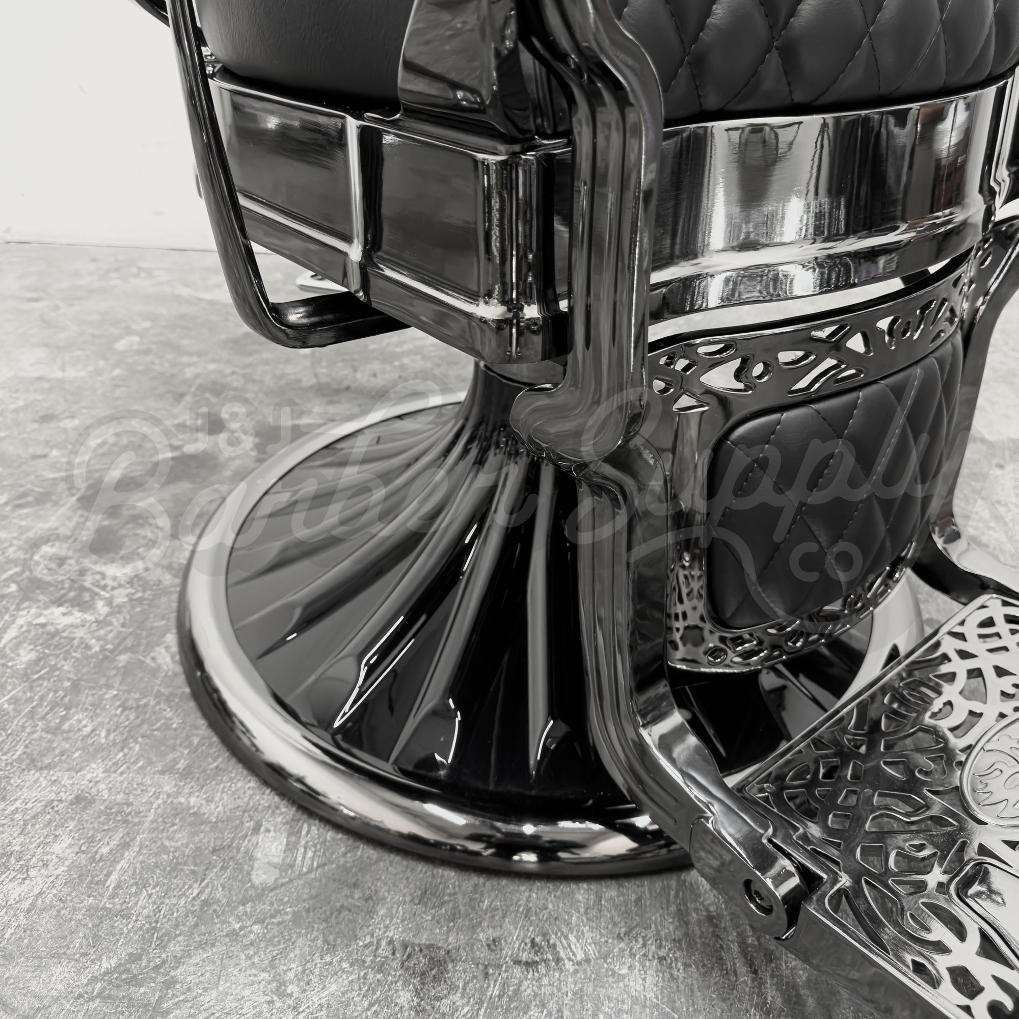 OBSIDIAN Limited Edition Black Chrome Vintage Style Barber Chair