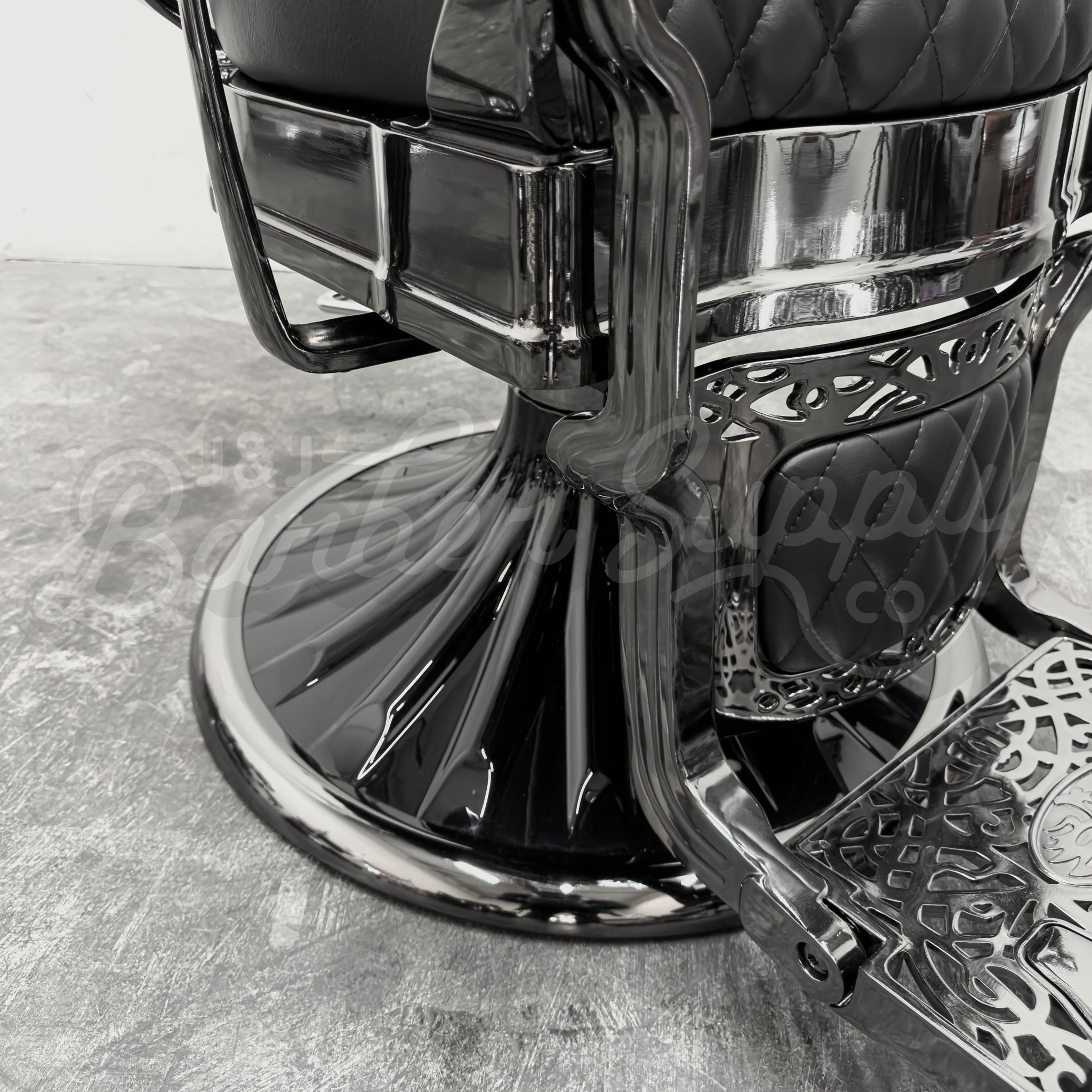 OBSIDIAN Limited Edition Black Chrome Vintage Style Barber Chair