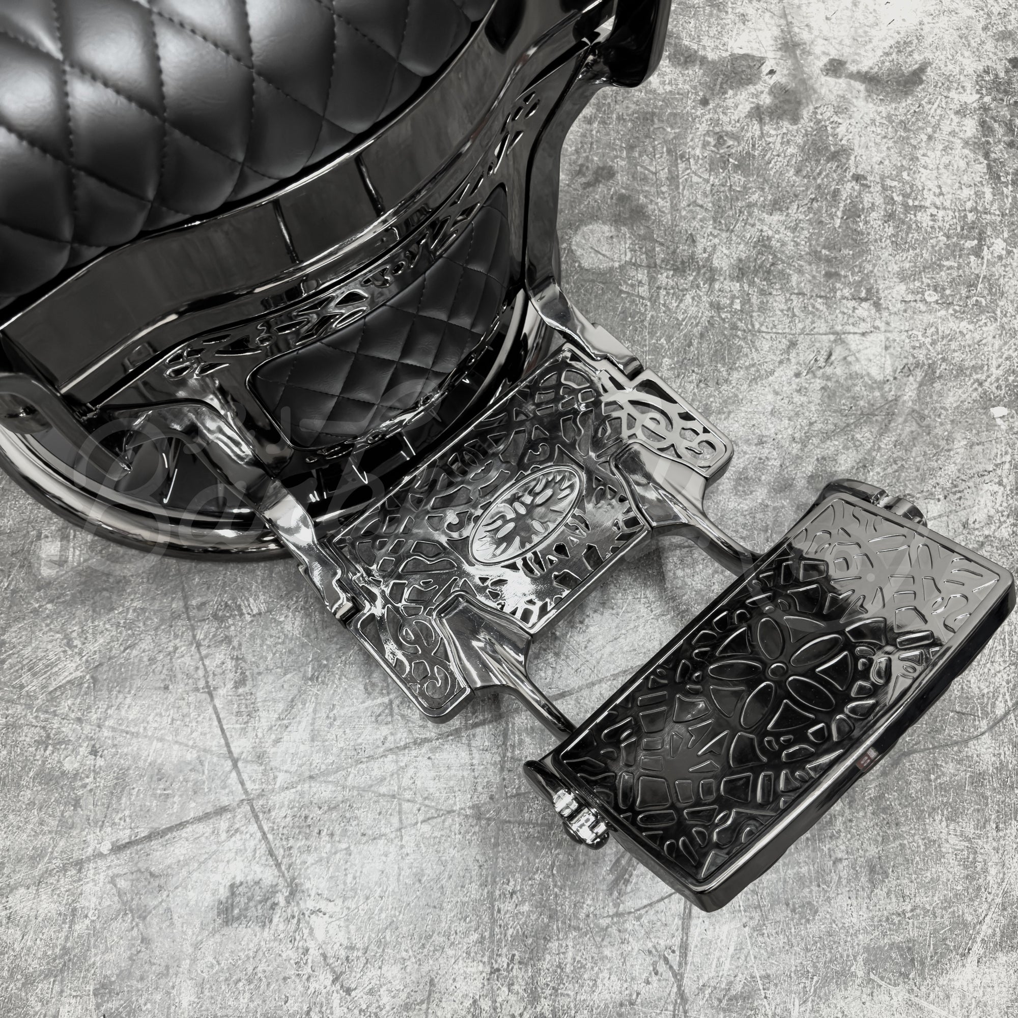 OBSIDIAN Limited Edition Black Chrome Vintage Style Barber Chair