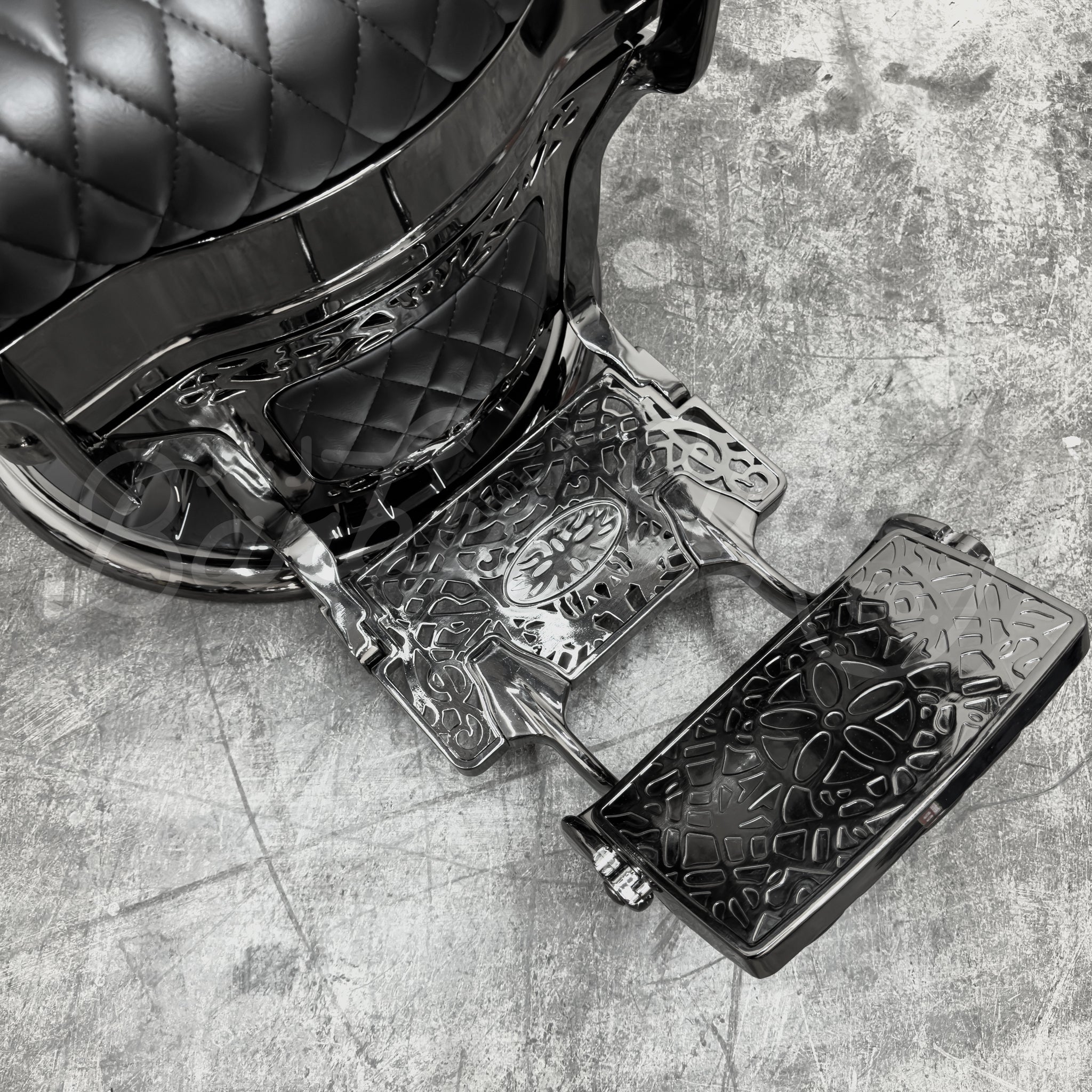 OBSIDIAN Limited Edition Black Chrome Vintage Style Barber Chair