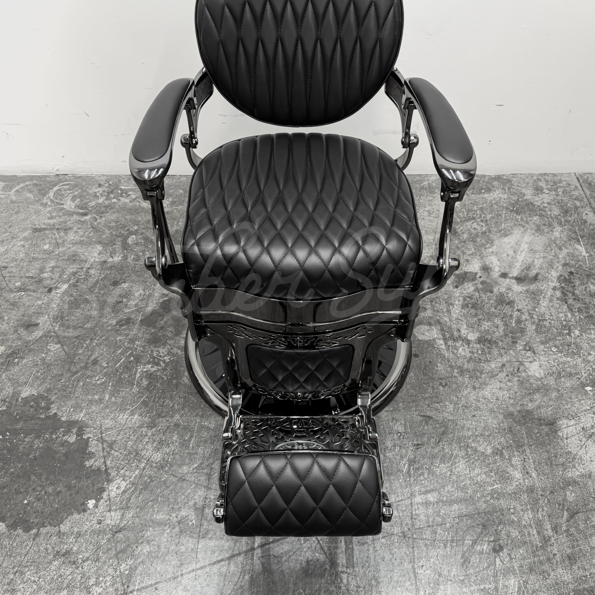 OBSIDIAN Limited Edition Black Chrome Vintage Style Barber Chair