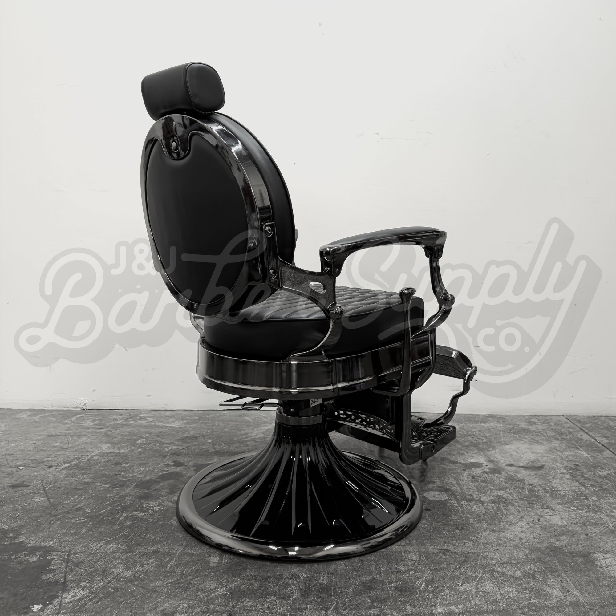 OBSIDIAN Limited Edition Black Chrome Vintage Style Barber Chair