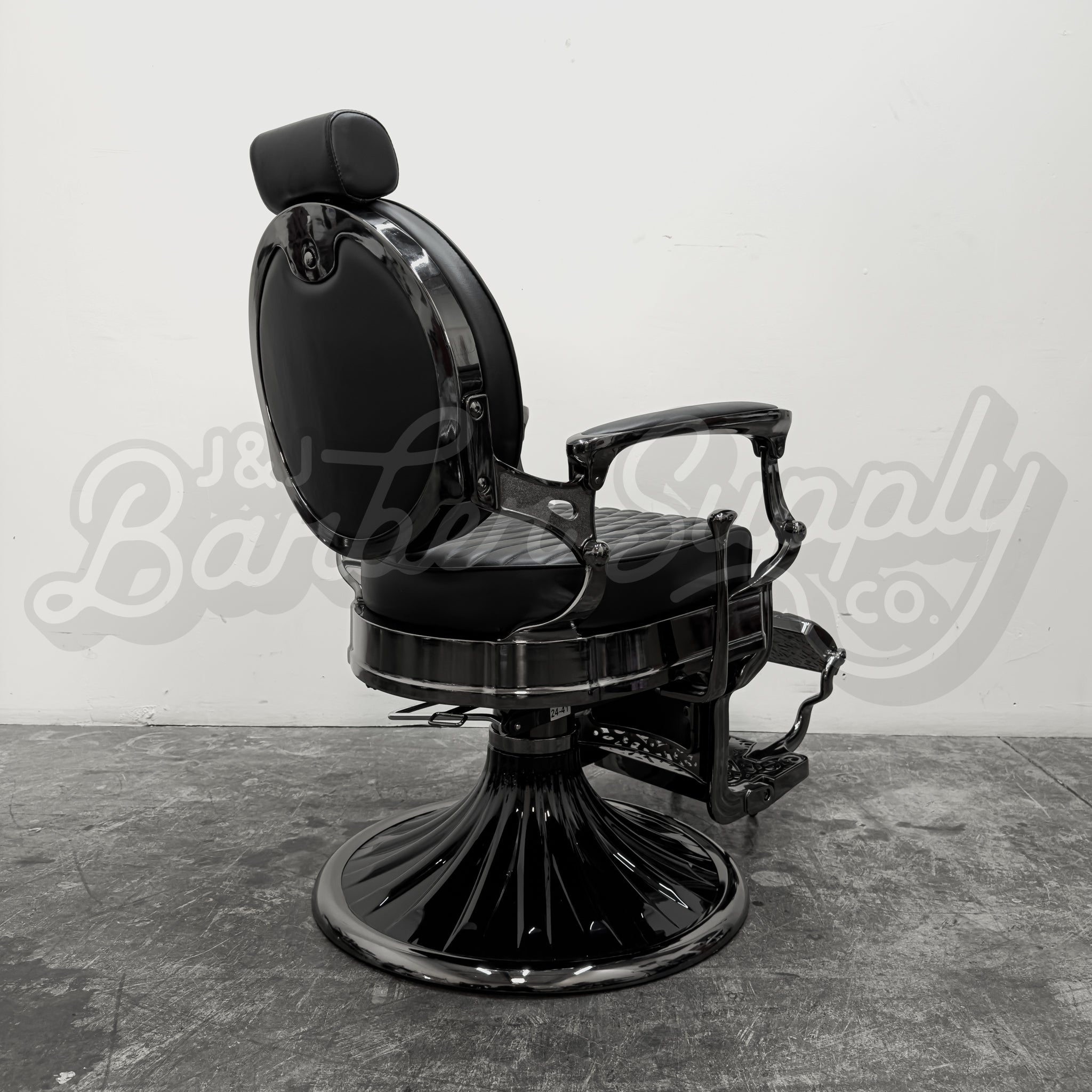 OBSIDIAN Limited Edition Black Chrome Vintage Style Barber Chair