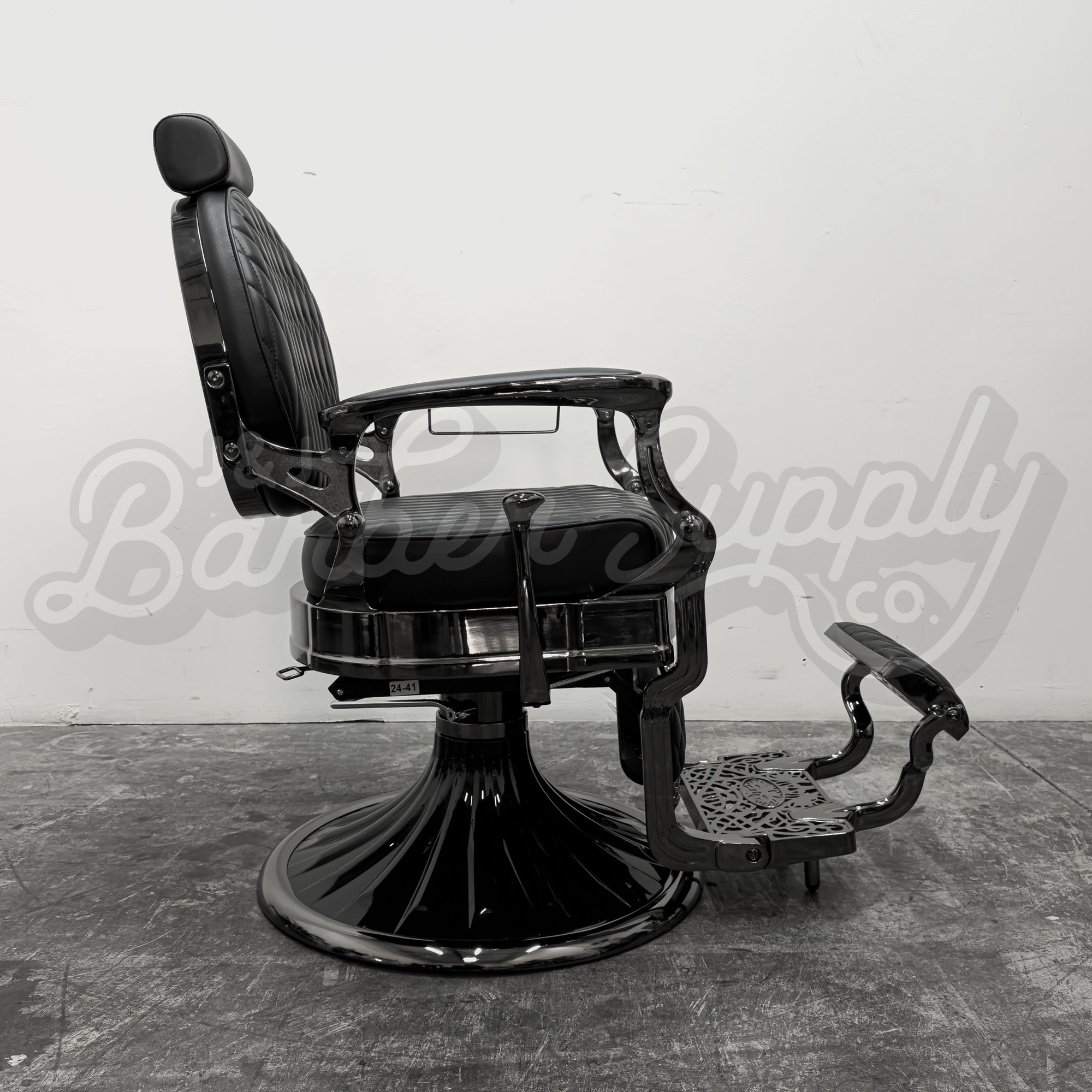 OBSIDIAN Limited Edition Black Chrome Vintage Style Barber Chair
