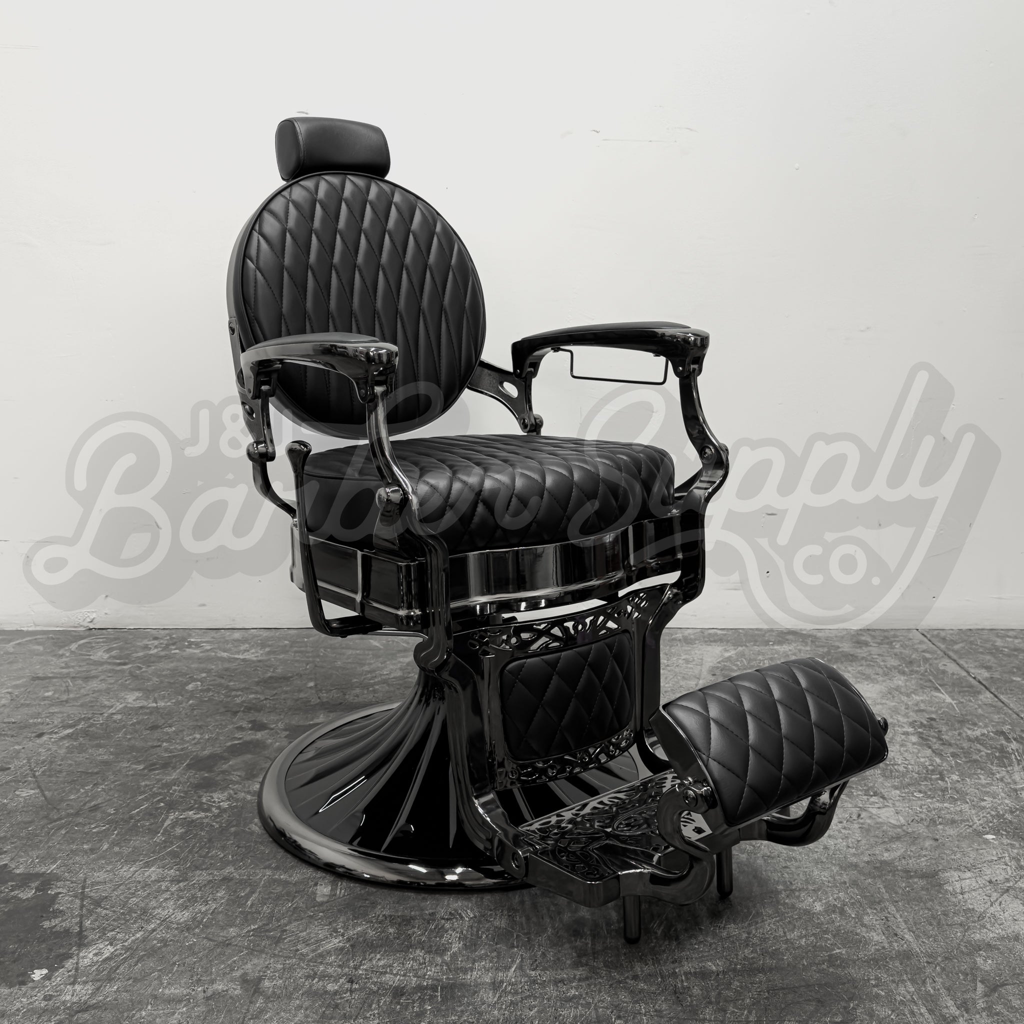 OBSIDIAN Limited Edition Black Chrome Vintage Style Barber Chair