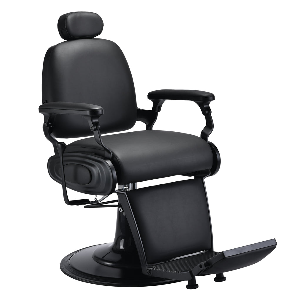 ECLIPSE Matte Black Vintage Style Barber Chair