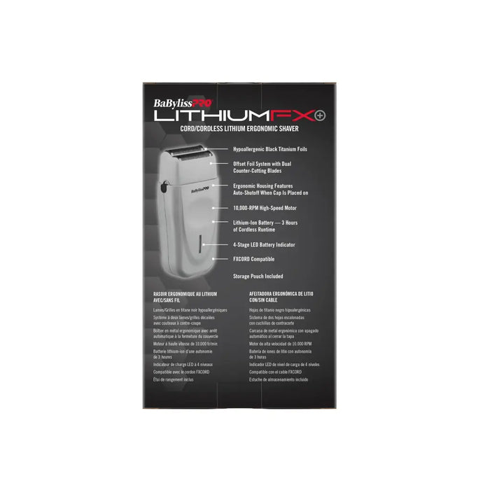BaBylissPRO Limited Edition LithiumFX+ Cord/Cordless Lithium Ergonomic Shaver (Mist Collection)