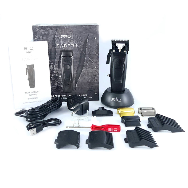 StyleCraft Saber 2.0 Cordless Modular Clipper w/ High-Torque Digital Brushless Motor - Black