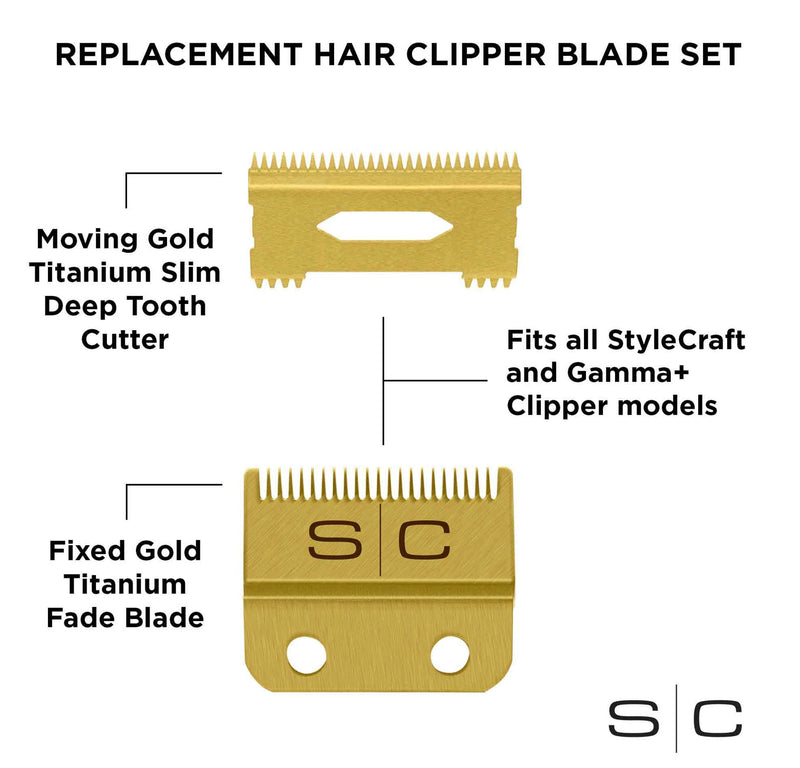 StyleCraft Gold Fade Replacement Clipper Blade + Cutter